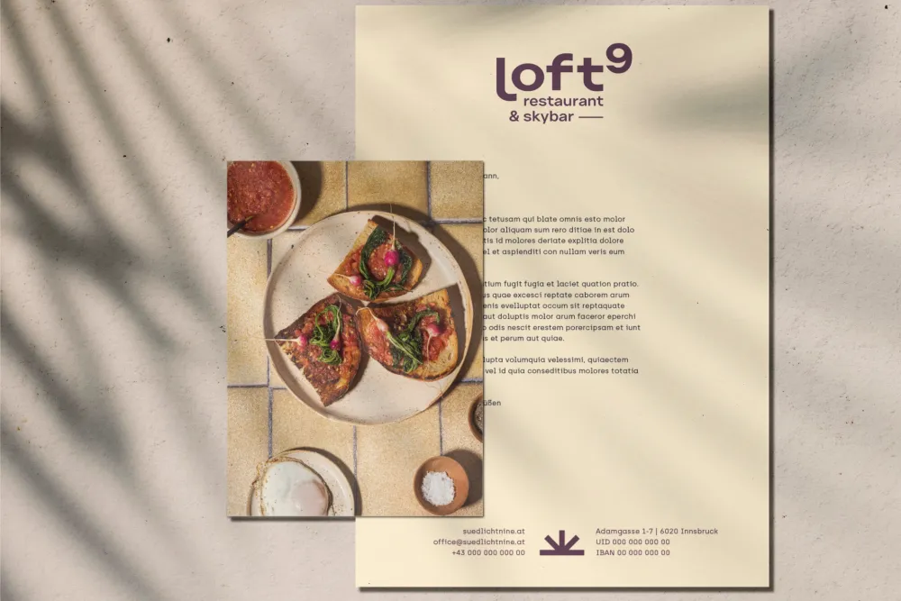 XX-Loft9-Restaurant-Briefpapier-und-Gericht-auf-Fliesen-Derenko-Branding-Service.jpg